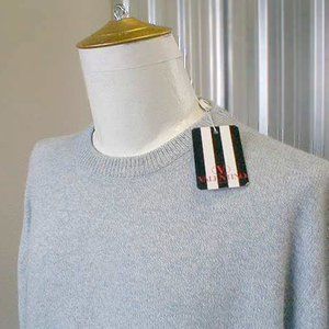 NEW Valentino Sweater! e 52  XL  Light Blue & White Heather  Wool Cashmere  Hole
